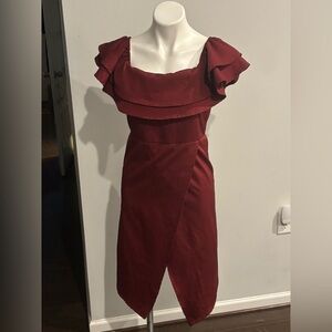 Ash Label Asymmetrical Sangria Red Dress